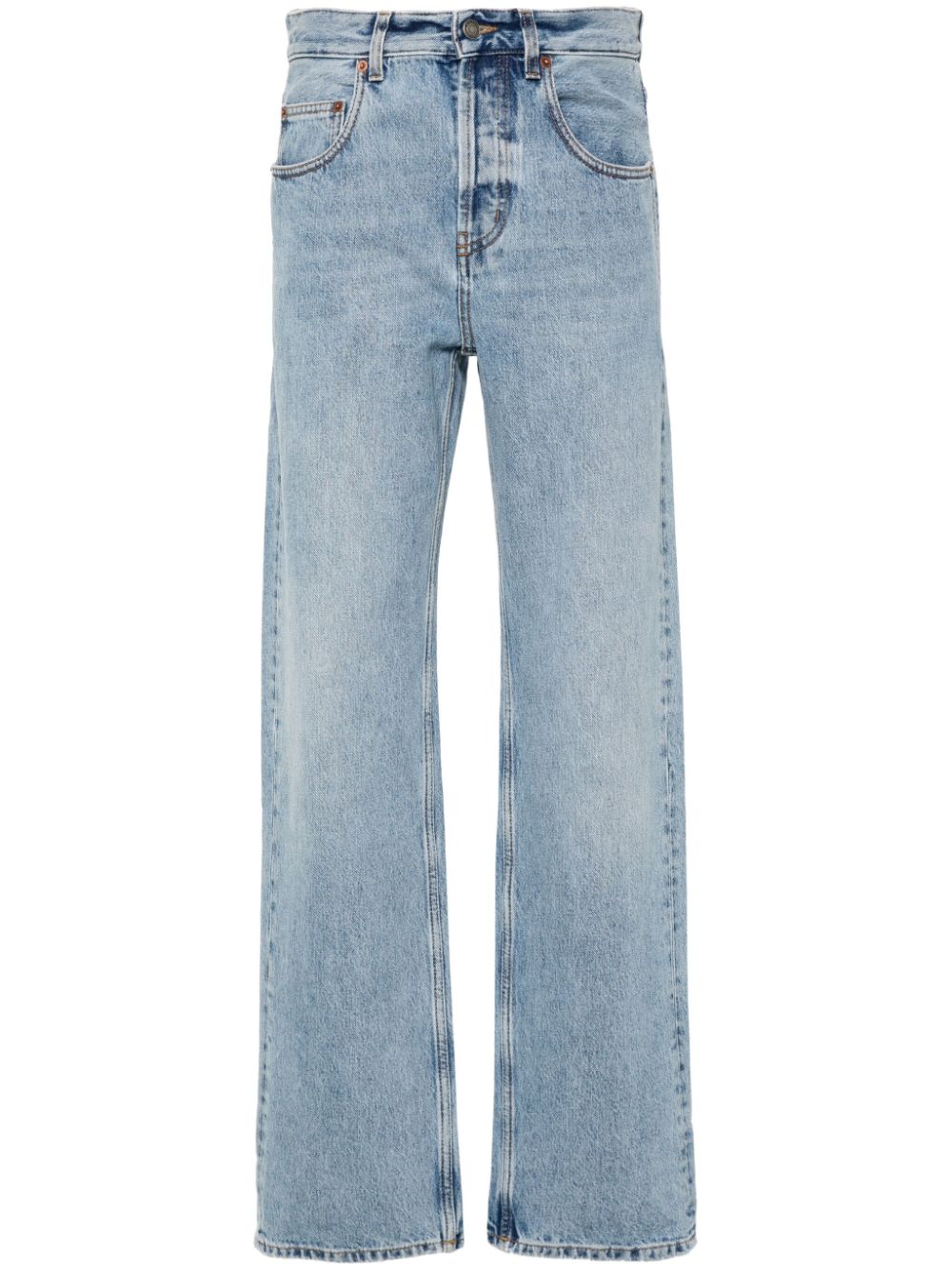 Saint Laurent washed-effect straight-leg jeans - Blue von Saint Laurent