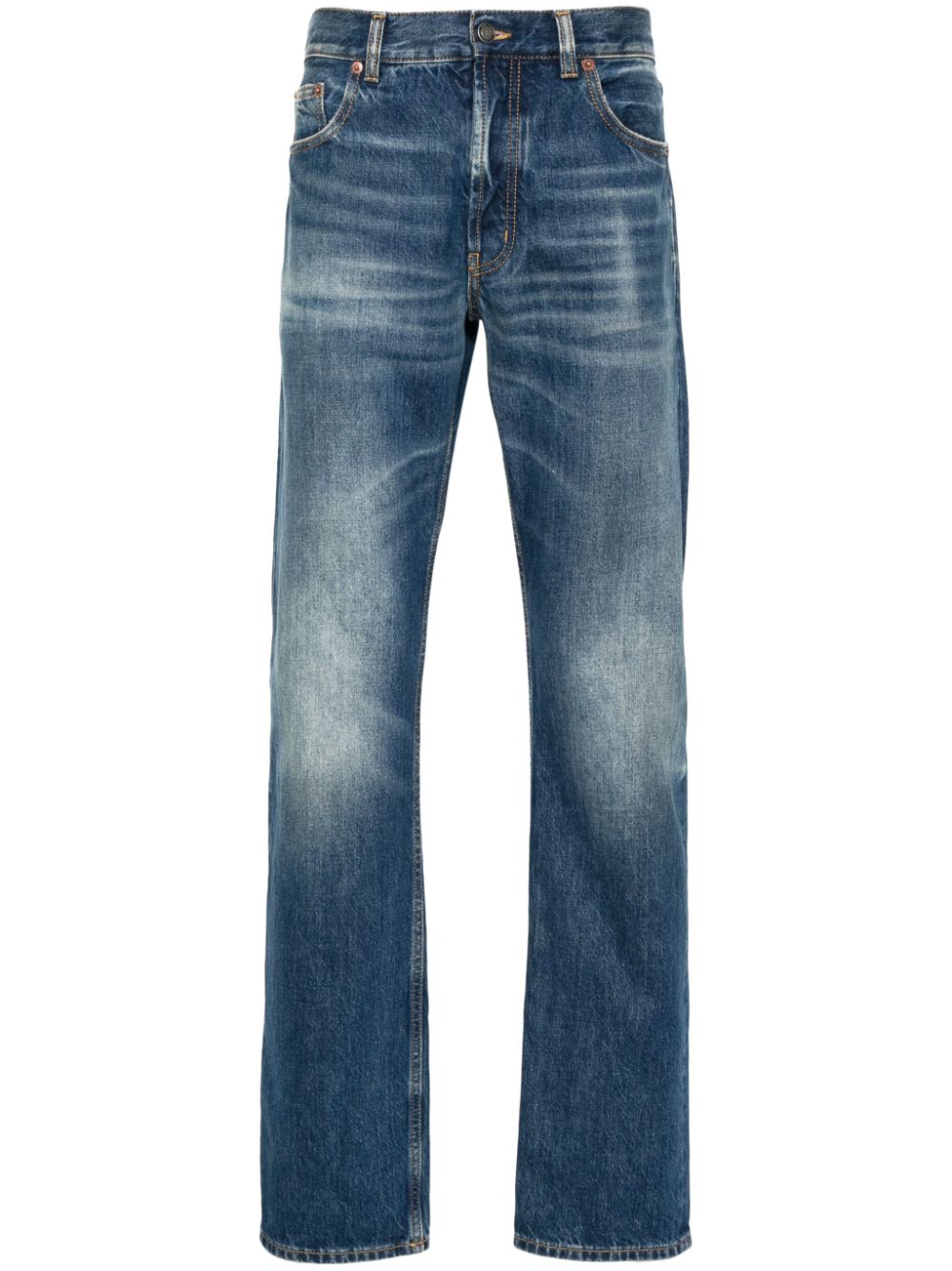 Saint Laurent whiskering-effect straight-leg jeans - Blue von Saint Laurent