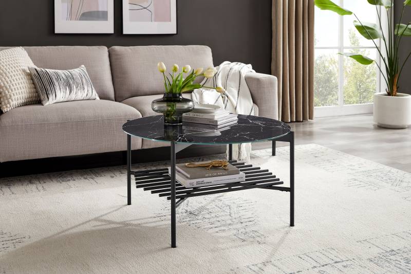 SalesFever Couchtisch, (1 St.), Glasplatte in Marmoroptik von SalesFever