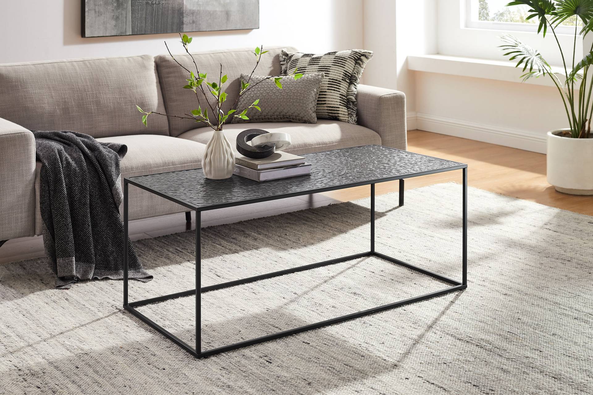SalesFever Couchtisch, (1 St.), Glasplatte mit Strukturoptik von SalesFever