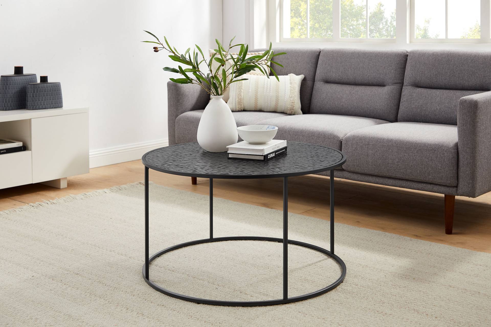 SalesFever Couchtisch, (1 St.), Glasplatte mit Strukturoptik von SalesFever