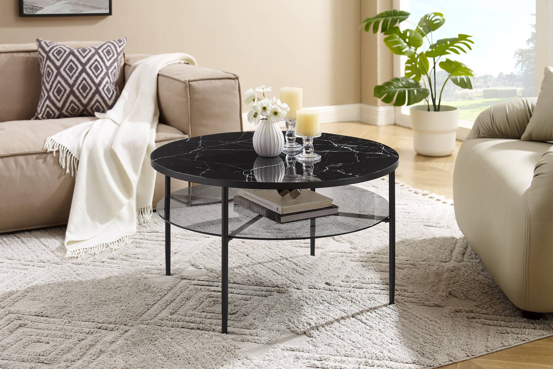 SalesFever Couchtisch, (1 St.), Tischplatte in Marmoroptik von SalesFever