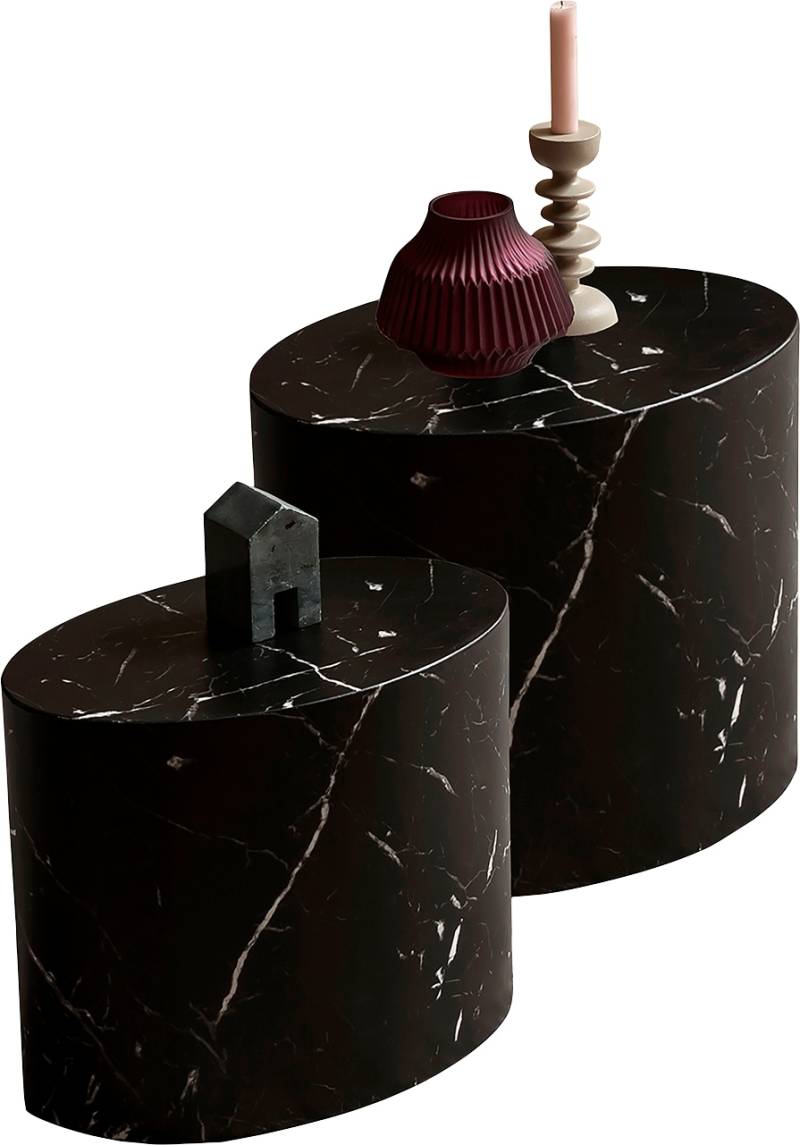 SalesFever Couchtisch »Almeria Beistelltisch«, (Set, 2 St., 2er Set), oval, in Marmoroptik foliert von SalesFever