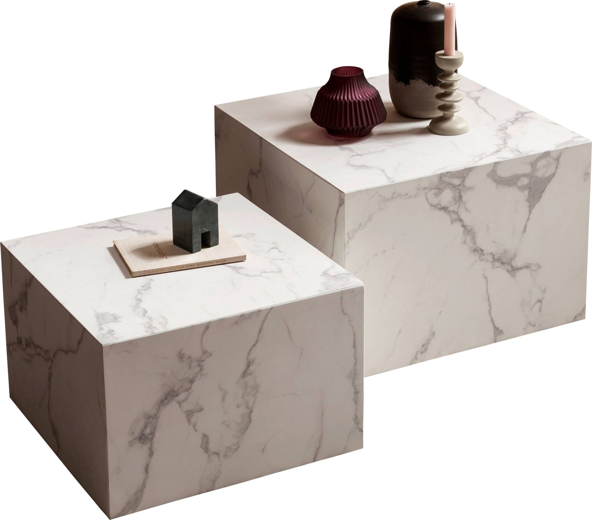 SalesFever Couchtisch »Almeria Bestelltisch«, (Set, 2 St., 2er Set), quadratisch, in Marmoroptik foliert von SalesFever