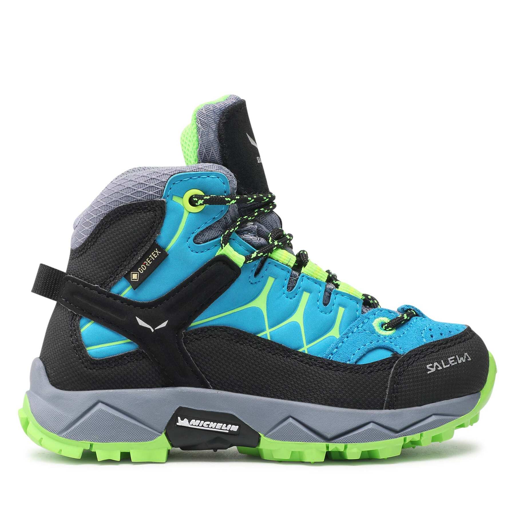 Trekkingschuhe Salewa Jr Alp Trainer Mid Gtx GORE-TEX 8375 Blue Danube/Fluo Green von Salewa