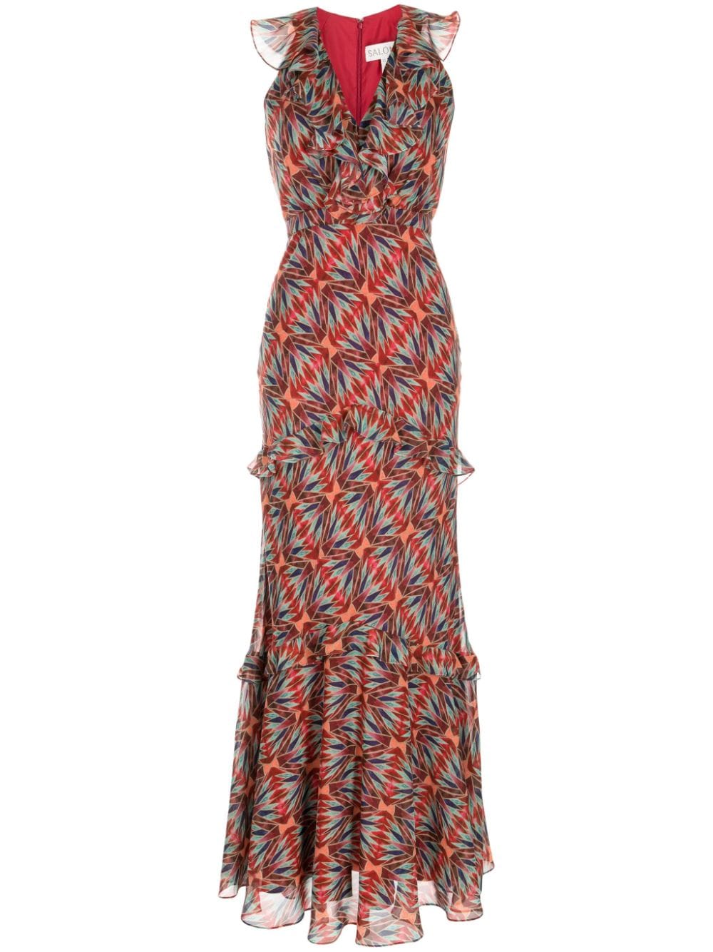 Saloni Rita geometric-pattern print dress - Orange von Saloni