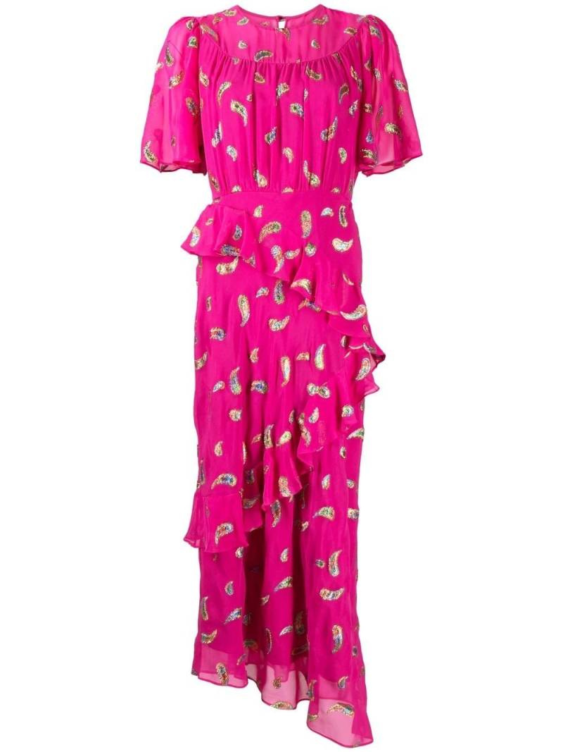 Saloni silk embroidered-motif midi dress - Pink von Saloni