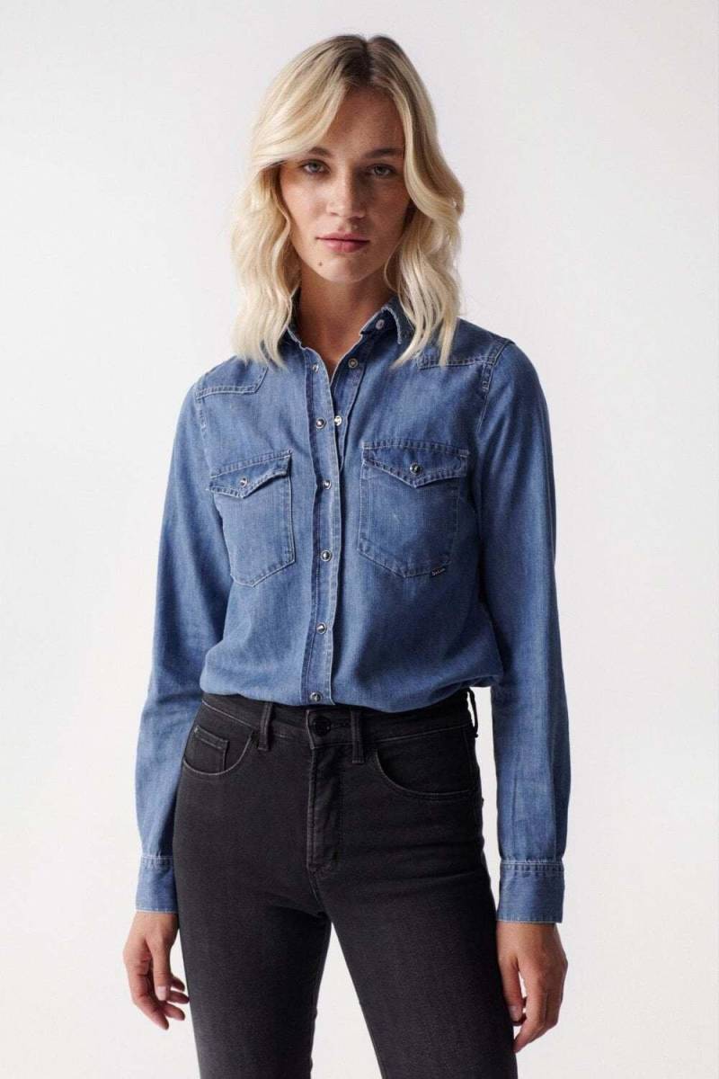 Jeanshemden Denim Shirt Damen Blau S von Salsa