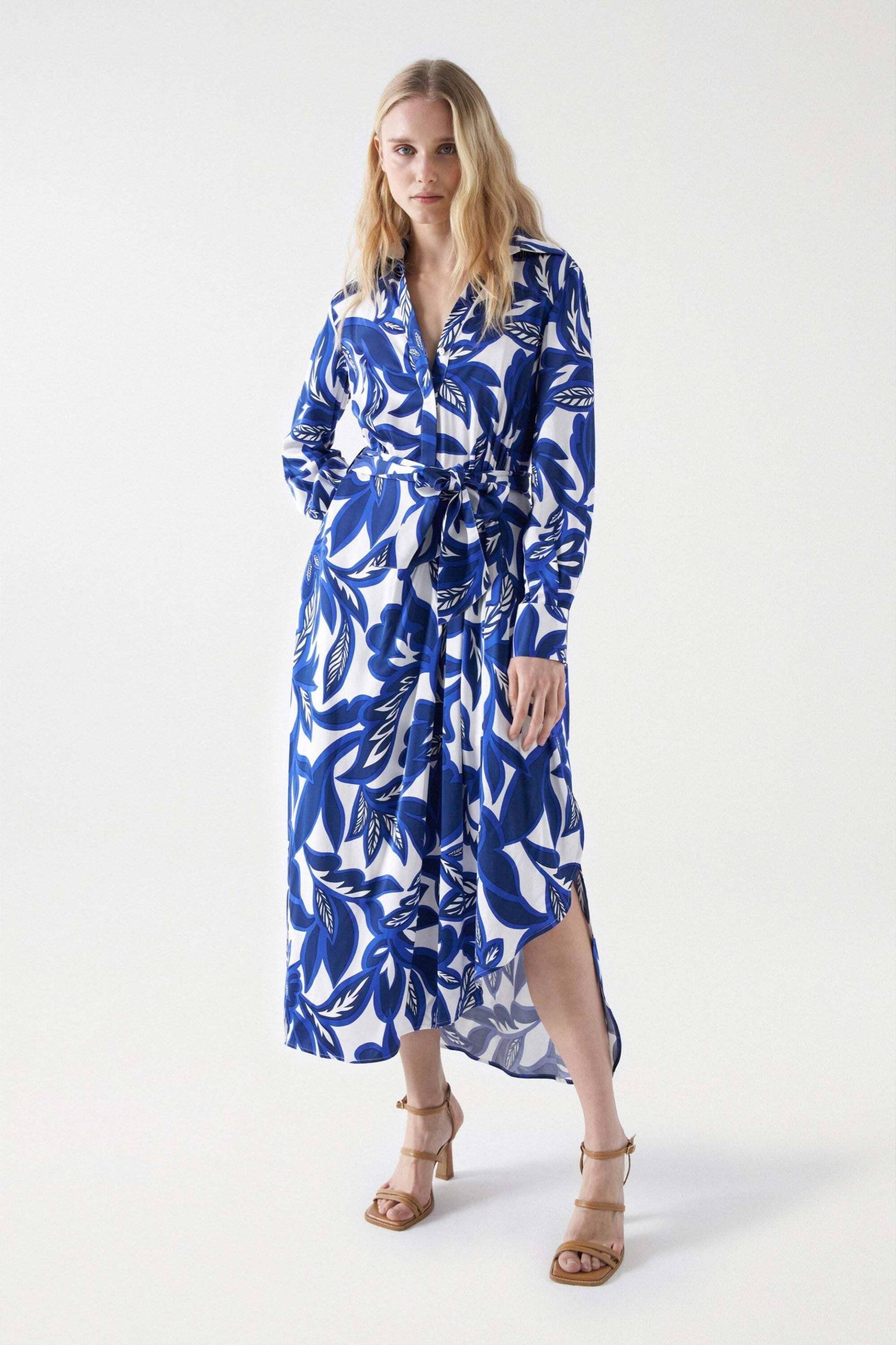 Kleider Floral Print Midi Dress Damen Marine XS von Salsa