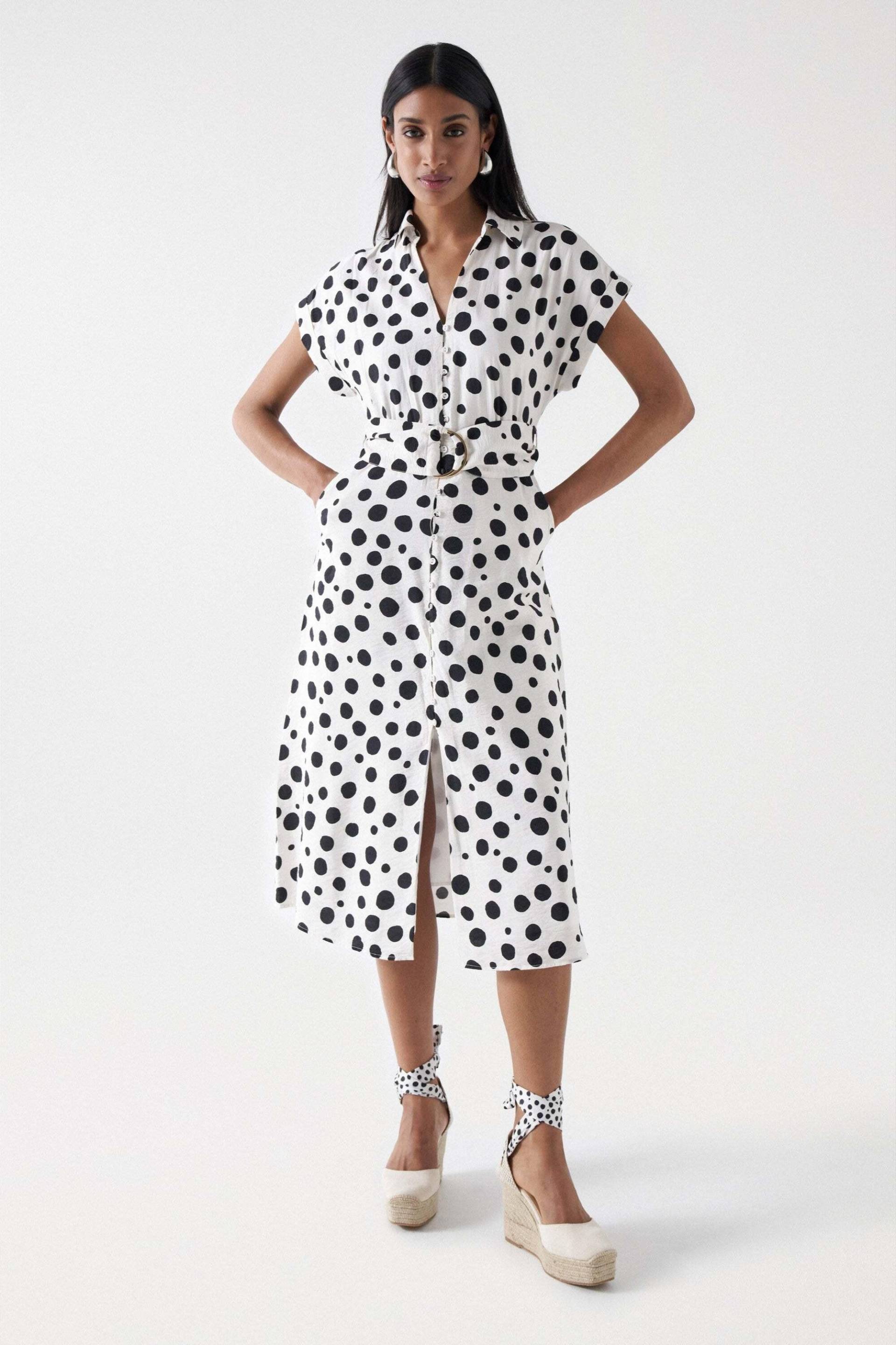 Kleider Polka Dot Midi Dress Damen Écru XS von Salsa