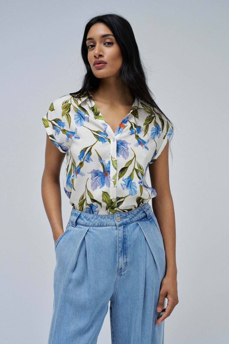 Salsa Kurzarmbluse »Salsa Jeans Kurzarmbluse Basic Shirt With Shoulder Ruffles« von Salsa