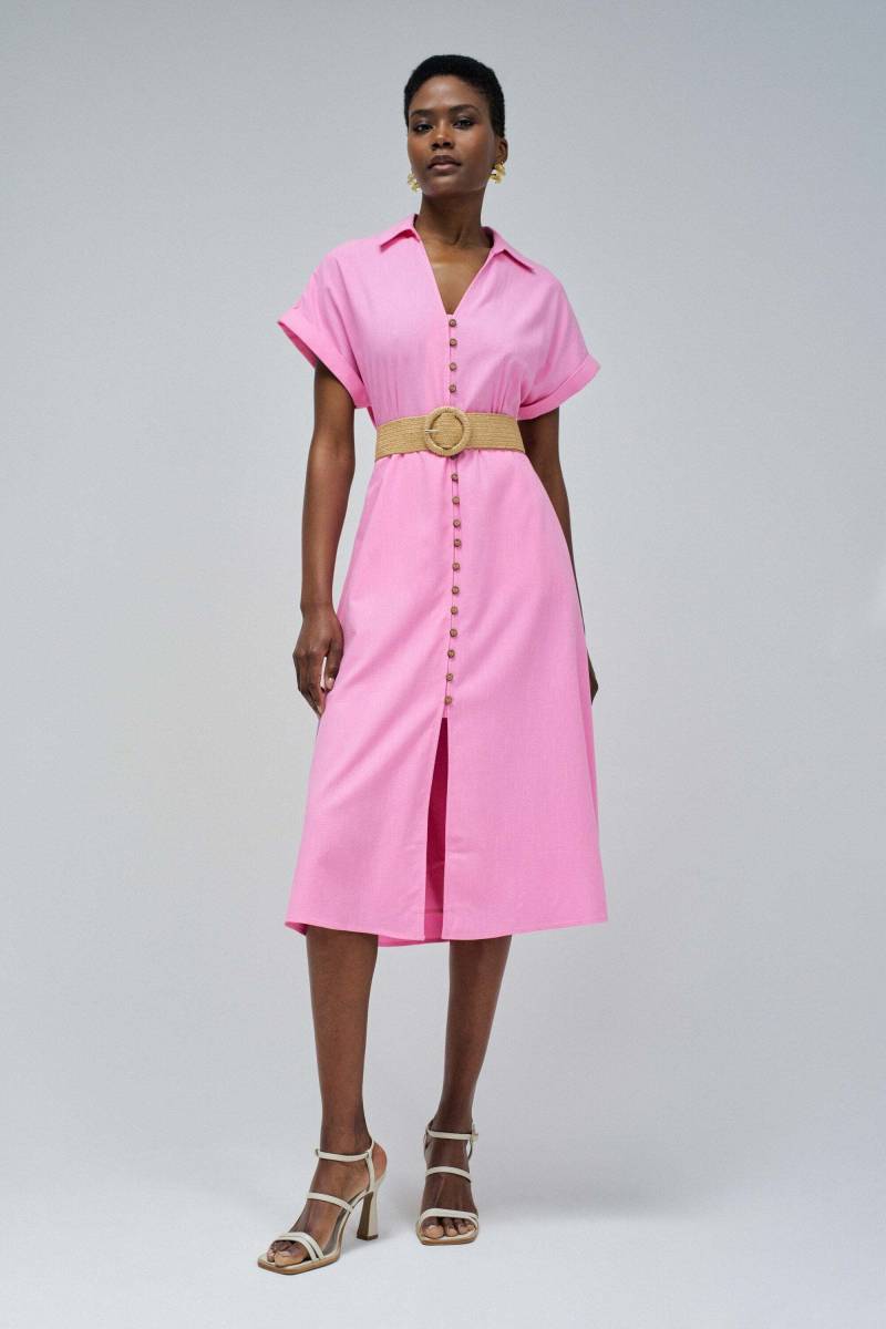 Salsa Midikleid »Salsa Jeans Midikleid Linen Shirt Dress With Front Buttoned Belt« von Salsa