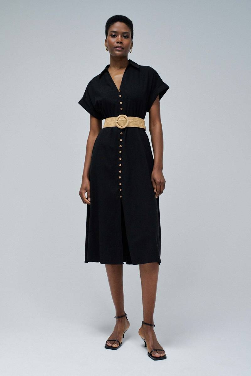 Salsa Midikleid »Salsa Jeans Midikleid Linen Shirt Dress With Front Buttoned Belt« von Salsa
