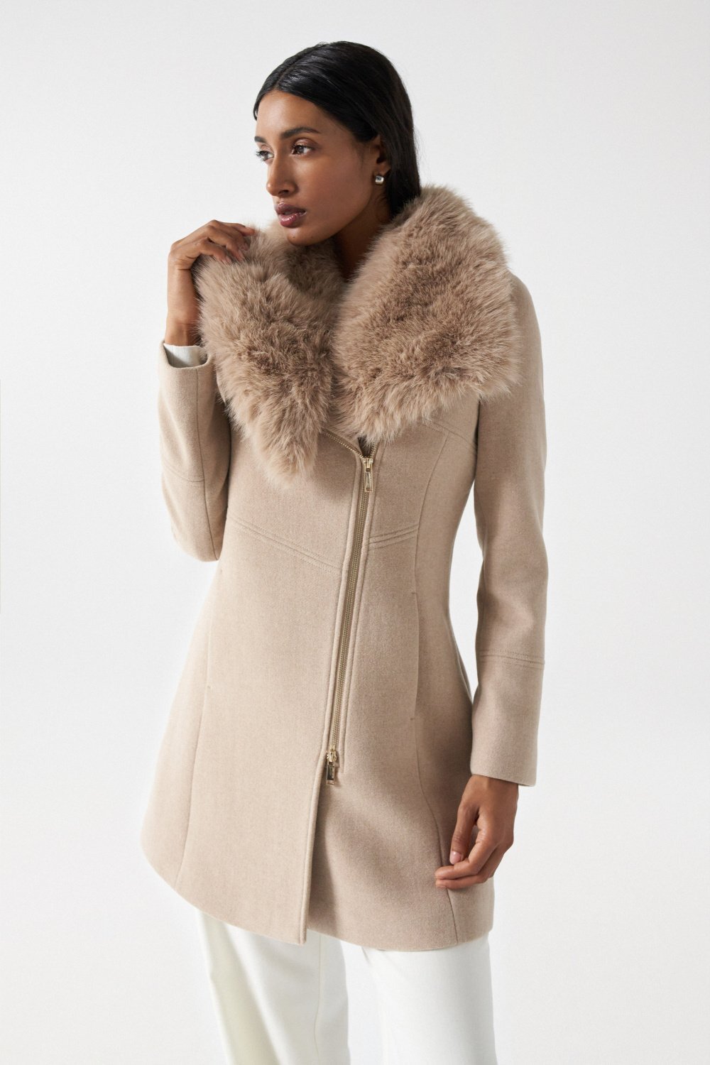 Salsa Wolljacke »Salsa Jeans Wollmantel Wool Coat With Fur Collar« Salsa Wolljacke »Salsa Jeans Wollmantel Wool Coat With Fur Collar« von Salsa