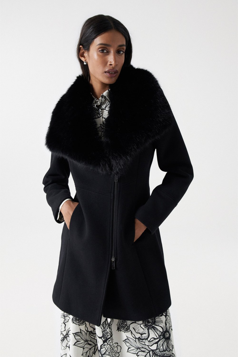 Salsa Wolljacke »Salsa Jeans Wollmantel Wool Coat With Fur Collar« von Salsa