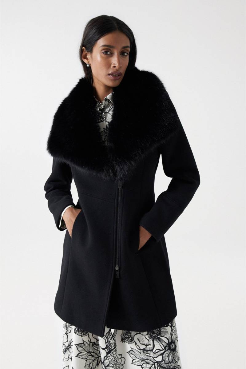 Salsa Wolljacke »Salsa Jeans Wollmantel Wool Coat With Fur Collar« von Salsa