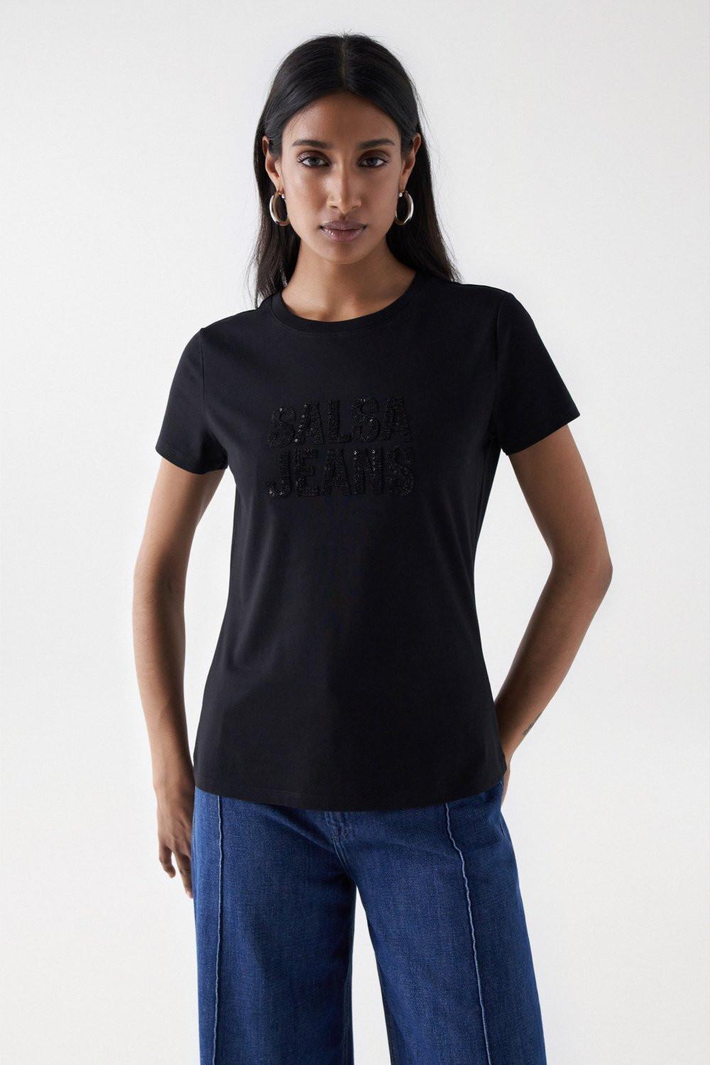 T-shirts Embroidered Logo T-shirt Damen Schwarz XS von Salsa