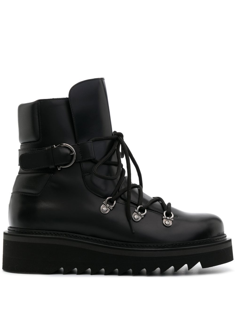 Ferragamo Elimo lace-up leather boots - Black von Ferragamo