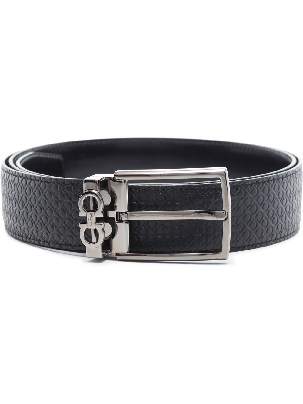 Ferragamo Gancini-motif leather belt - Black von Ferragamo
