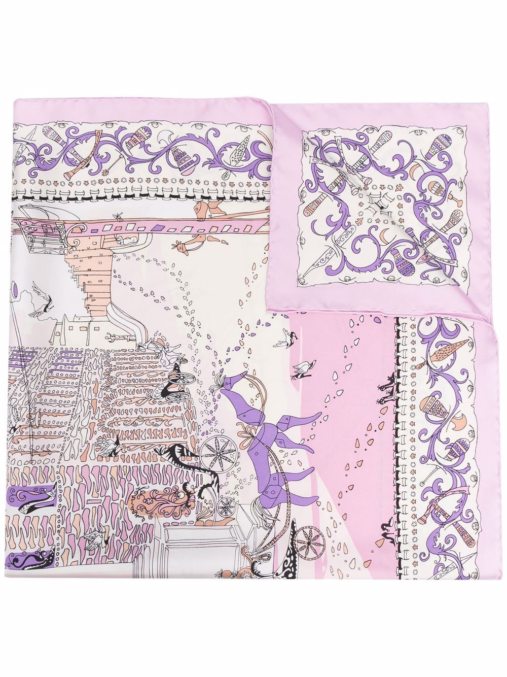 Ferragamo Palazzo graphic-print silk scarf - Pink von Ferragamo