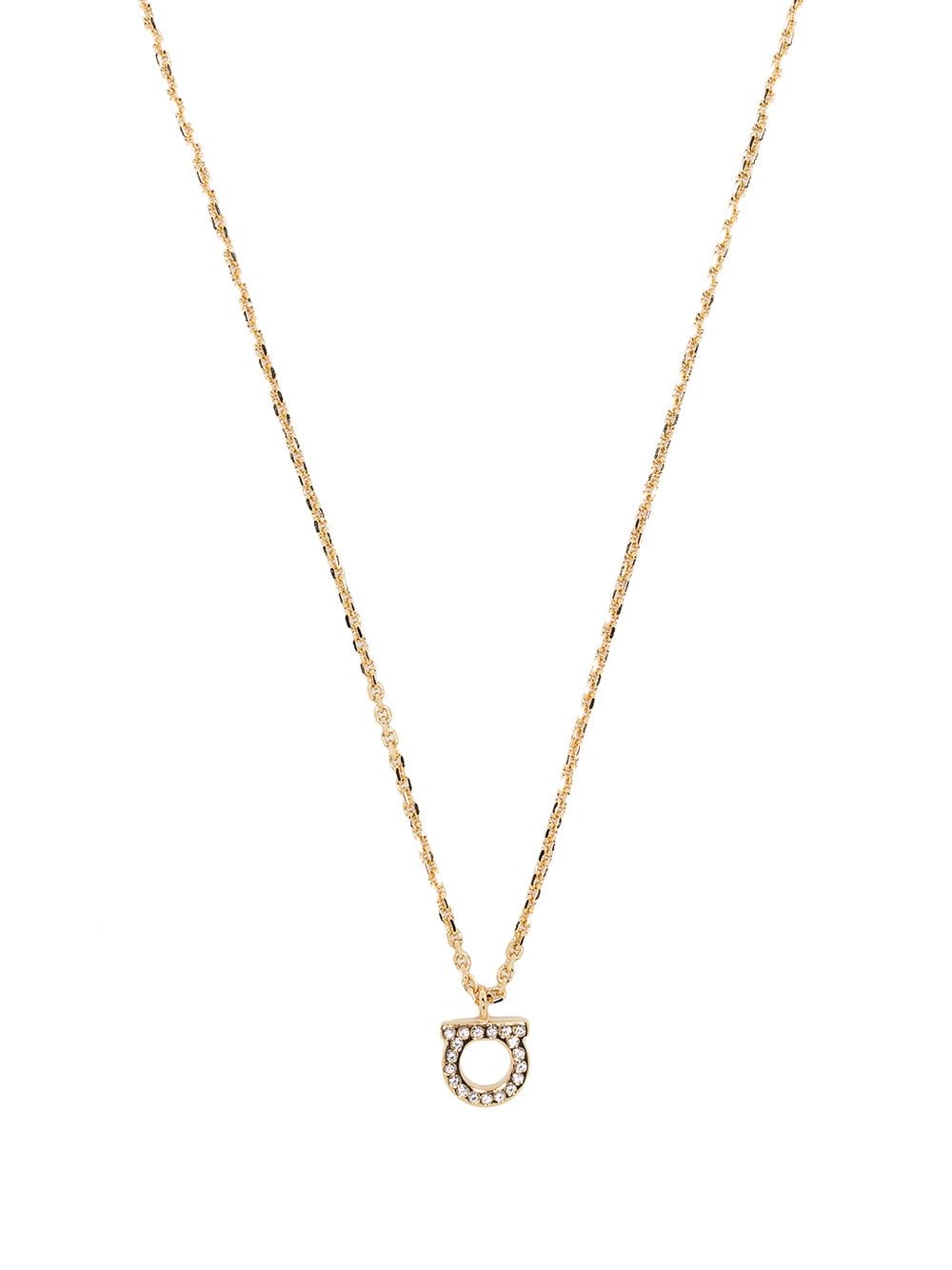 Ferragamo crystal-embellished Gancini necklace - Gold von Ferragamo