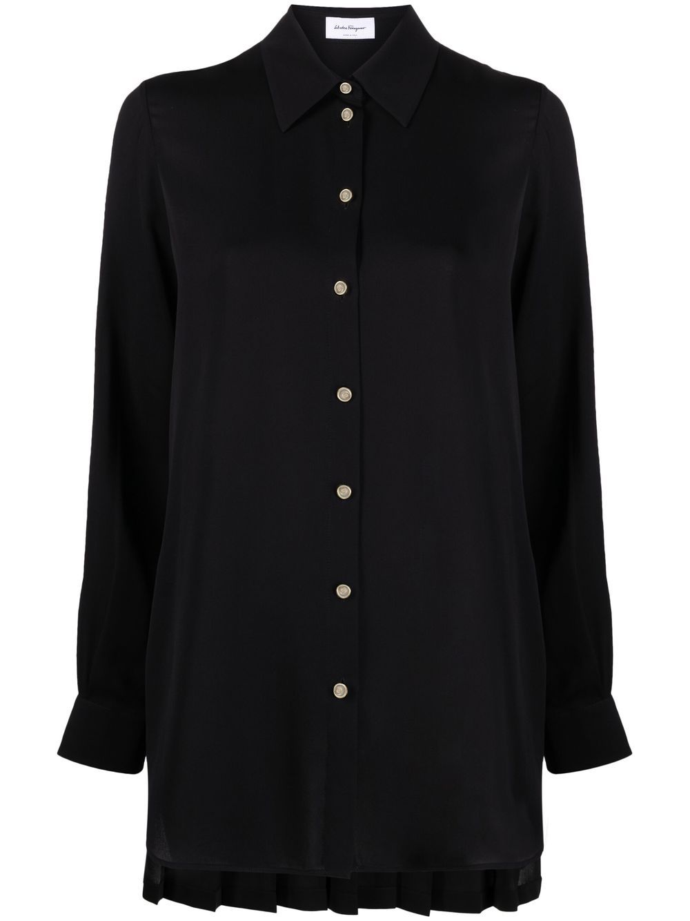 Ferragamo logo-button long-sleeve silk shirt - Black von Ferragamo