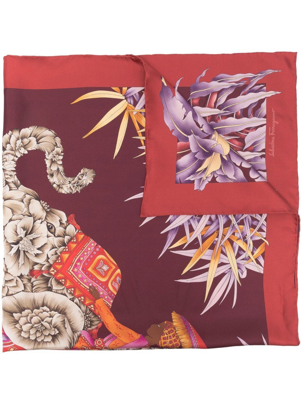 Ferragamo tiger-print detail scarf - Red von Ferragamo