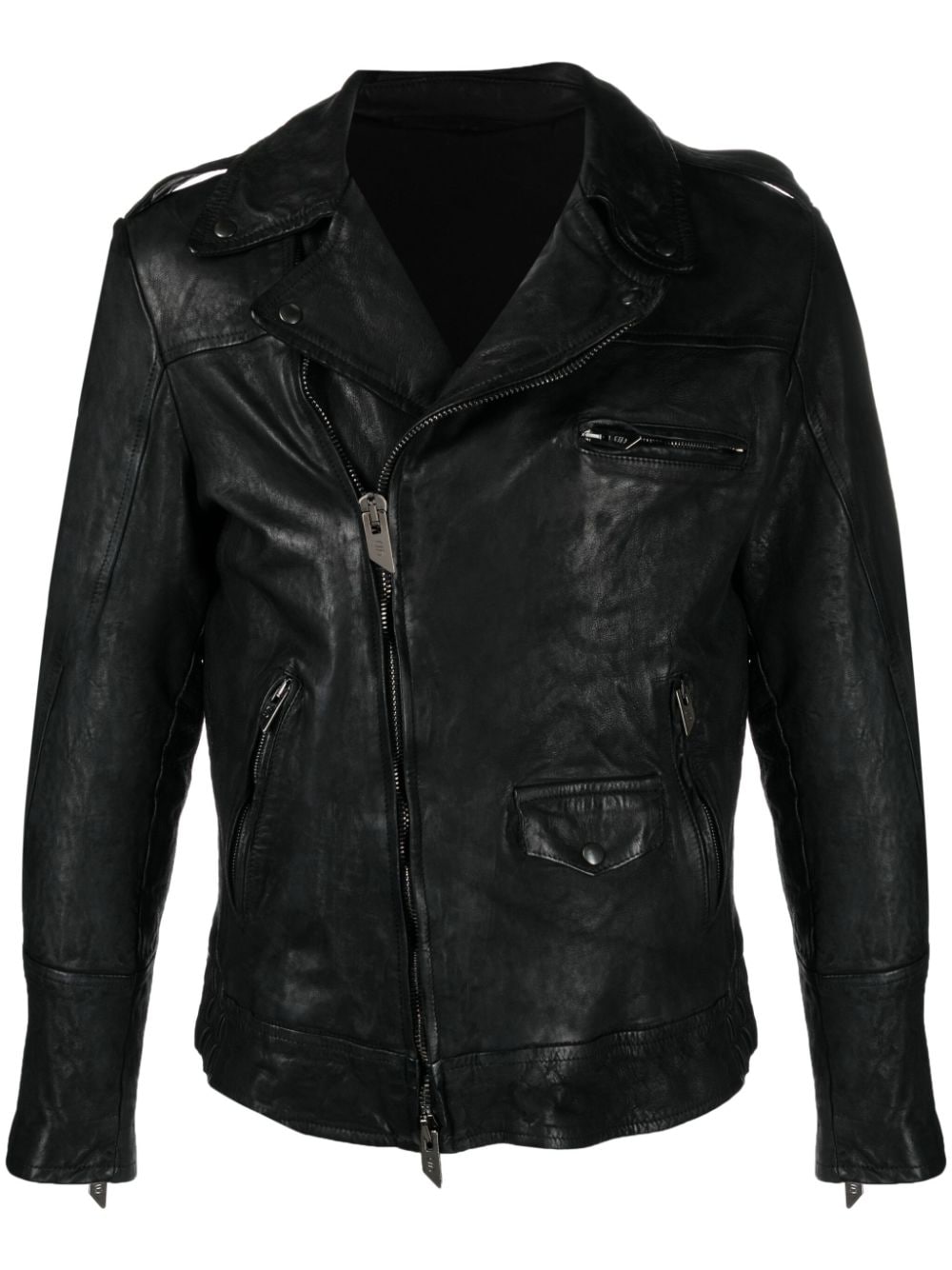 Salvatore Santoro cracked-effect leather jacket - Black von Salvatore Santoro