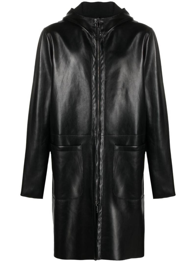 Salvatore Santoro hooded leather zip-up coat - Black von Salvatore Santoro