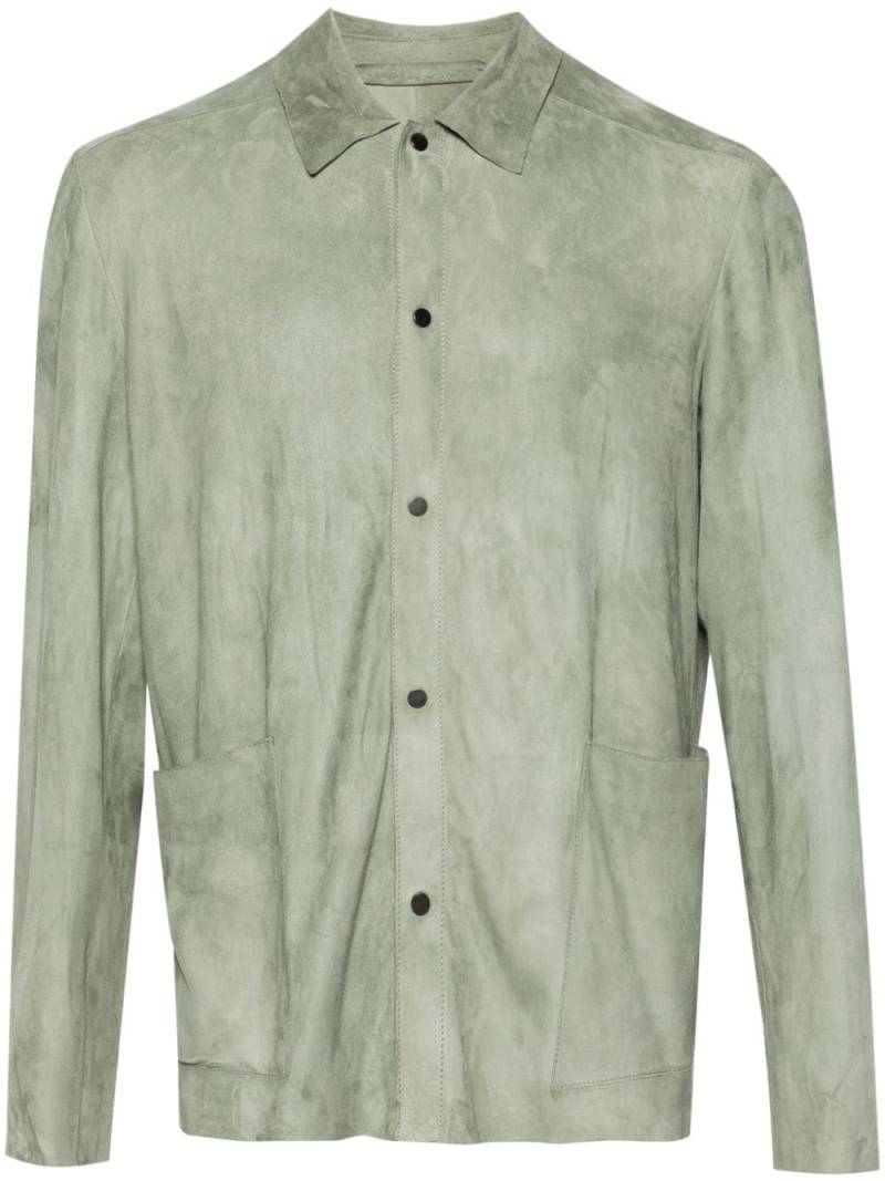 Salvatore Santoro press-stud suede shirt - Green von Salvatore Santoro