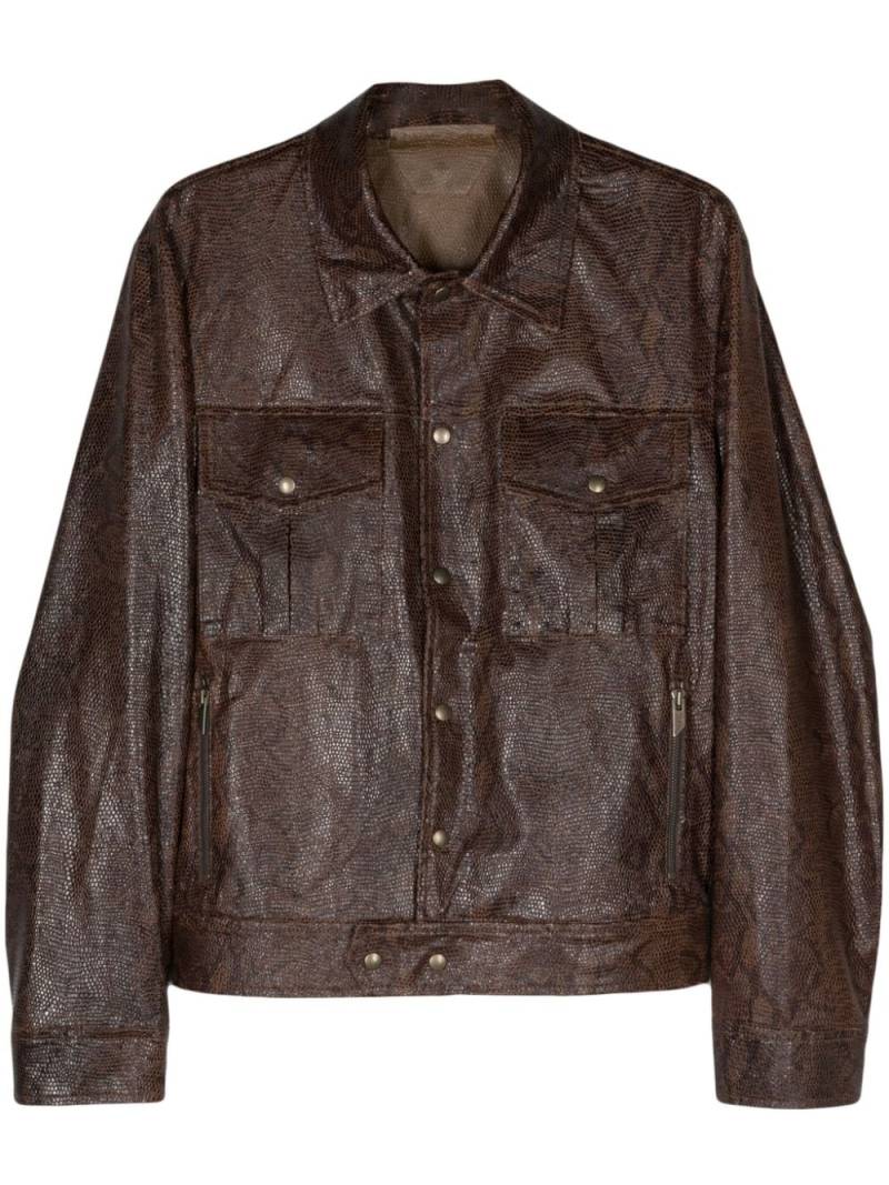 Salvatore Santoro snakeskin-effect leather jacket - Brown von Salvatore Santoro