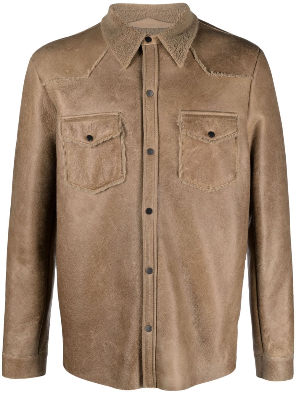 Salvatore Santoro straight-point collar leather jacket - Neutrals von Salvatore Santoro