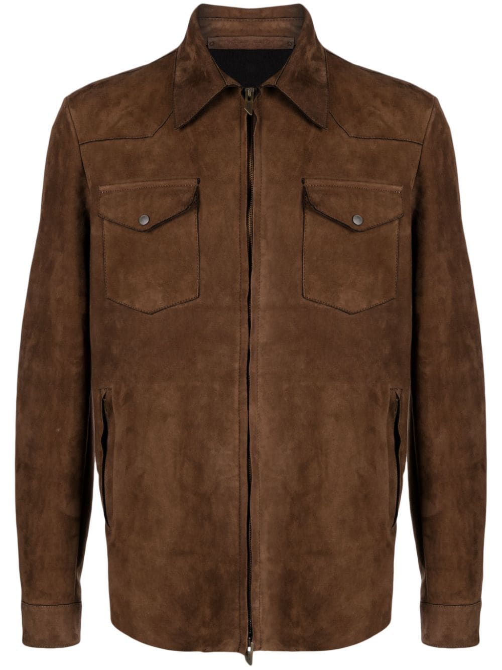 Salvatore Santoro zip-up suede shirt jacket - Brown von Salvatore Santoro