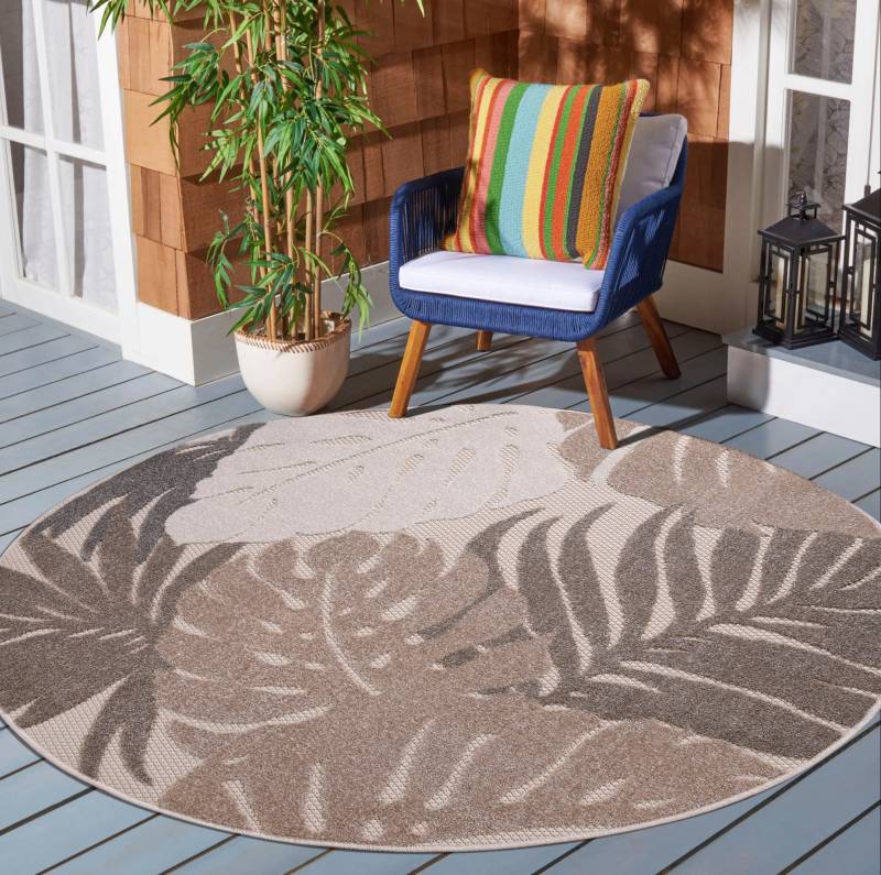 Sanat Teppich »Floral Outdoor«, rund, 6 mm Höhe, In- und Outdoor geeignet, florales Design, Balkon, Terasse von Sanat