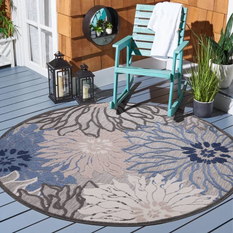 Sanat Teppich »Floral 2 Outdoor«, rund, 6 mm Höhe, In- und Outdoor geeignet, florales Design, Balkon, Terasse von Sanat