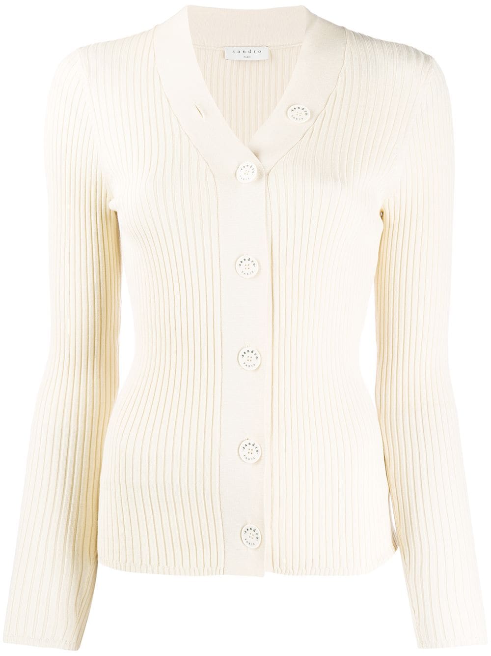 SANDRO Gabrielle ribbed-knit cardigan - Neutrals von SANDRO