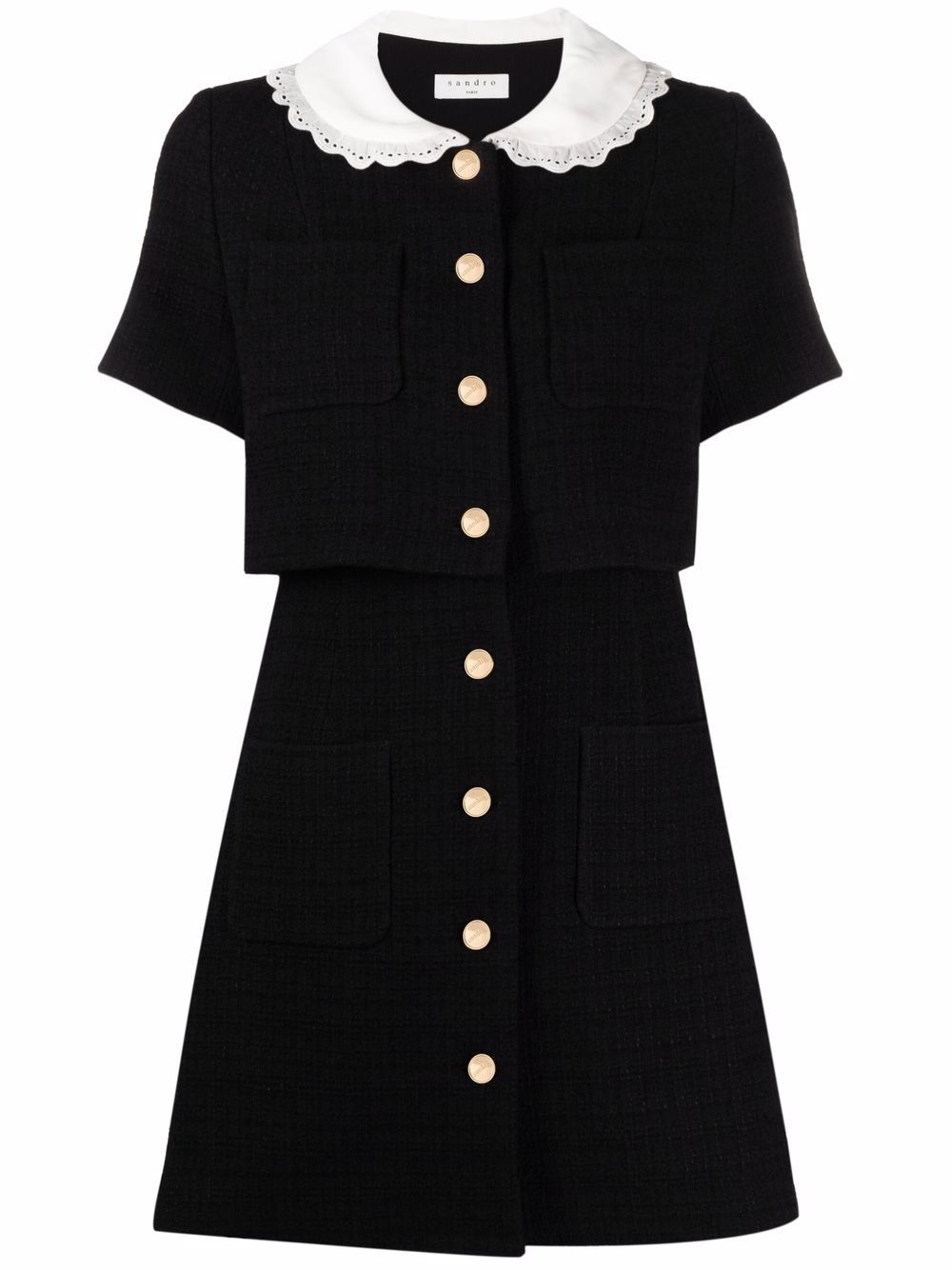 SANDRO contrast-collar short dress - Black von SANDRO