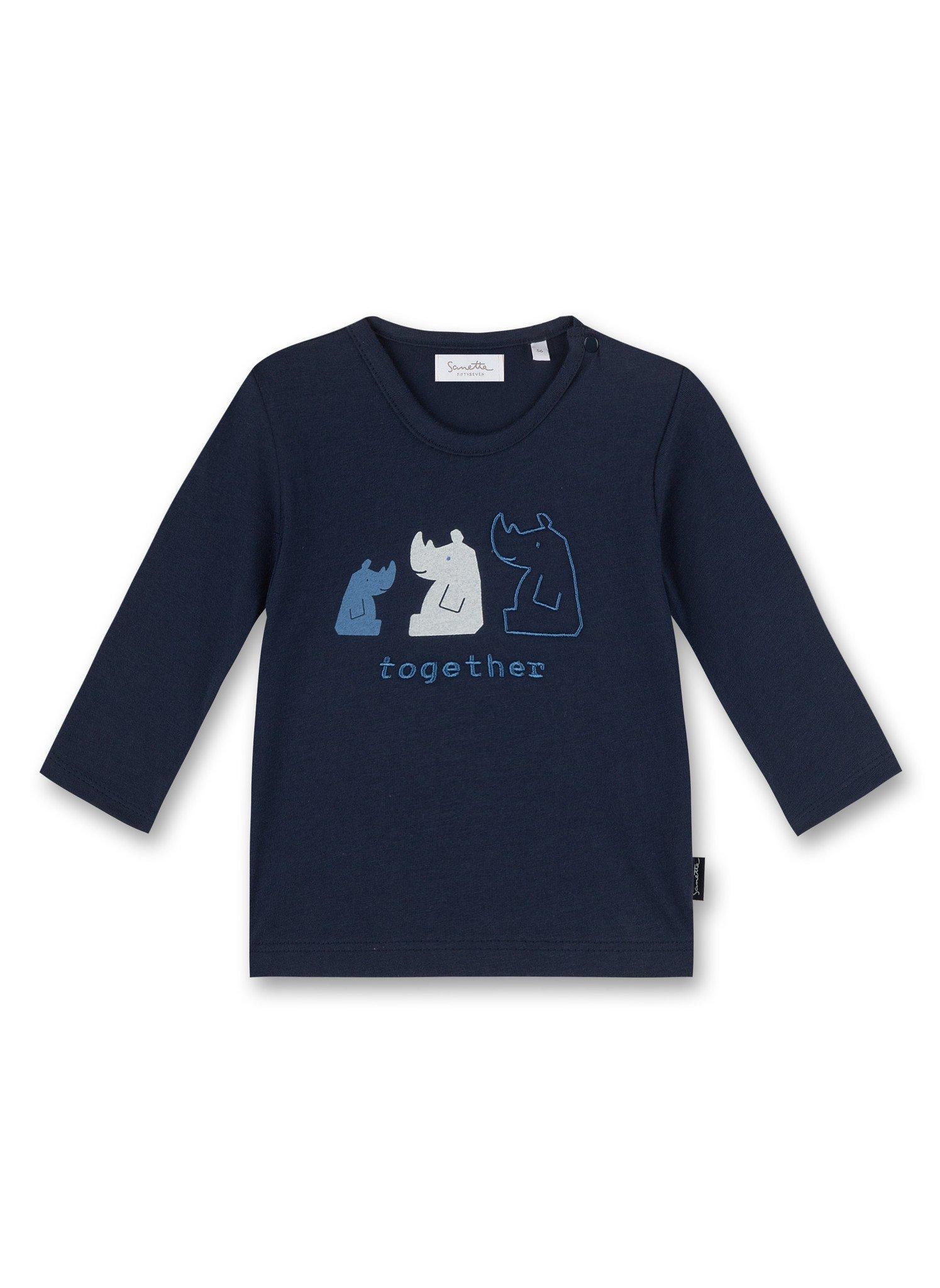 Baby Jungen Shirt Nashorn Together Unisex Blau 86 von Sanetta Fiftyseven