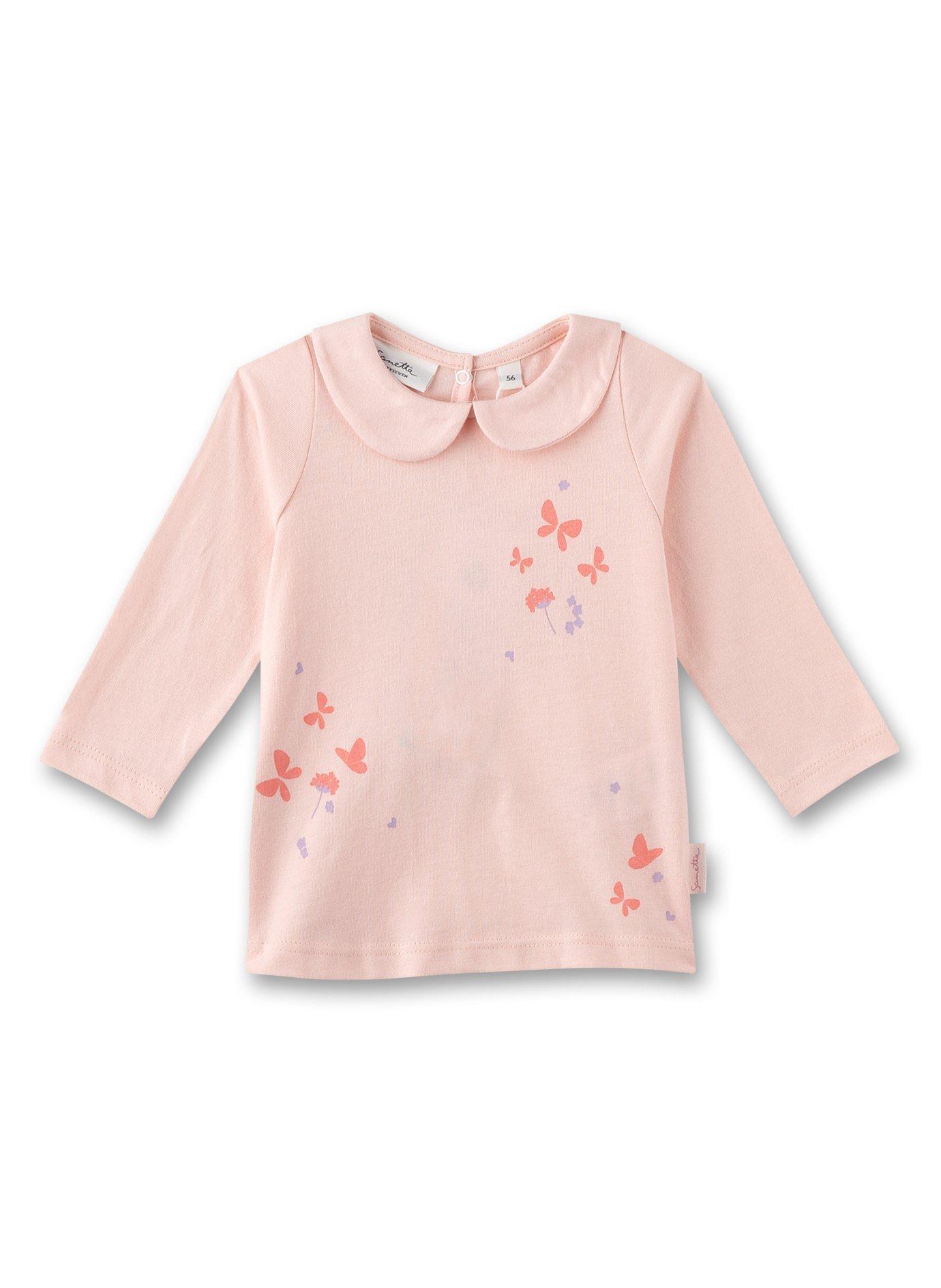 Baby Mädchen Langarmshirt Rosa Mit Bubi-kragen Unisex Rosa 74 von Sanetta Fiftyseven