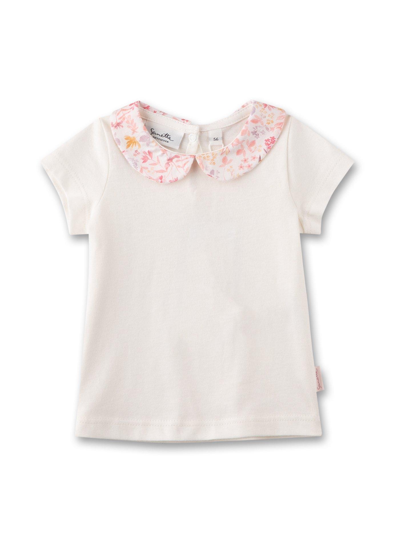 Baby Mädchen T-shirt Off-white Mit Bubi-kragen Unisex Weiss 74 von Sanetta Fiftyseven