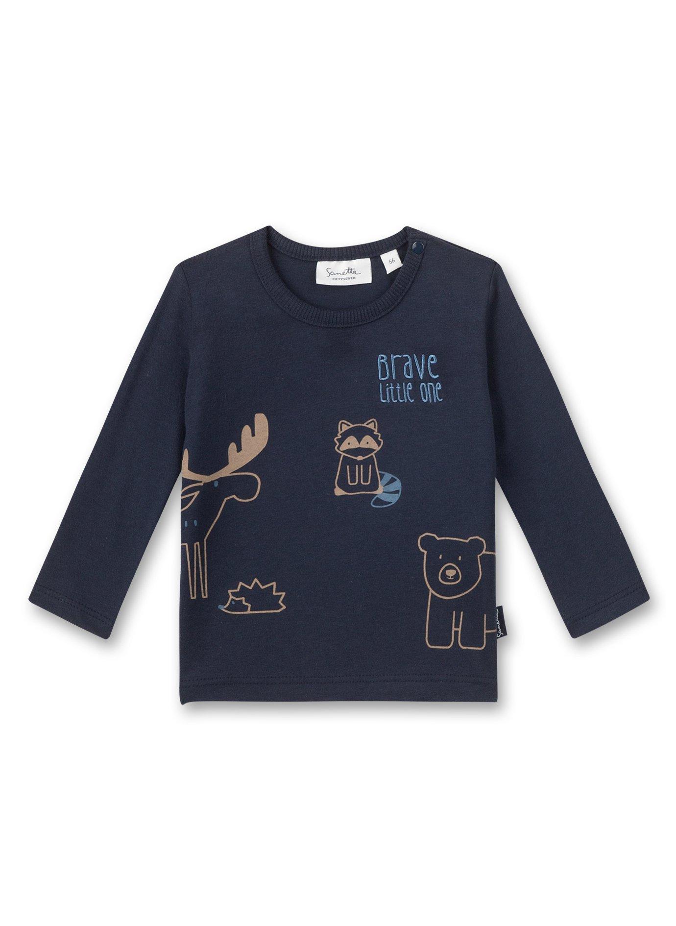 Baby Shirt Brave Little One Unisex Blau 74 von Sanetta Fiftyseven