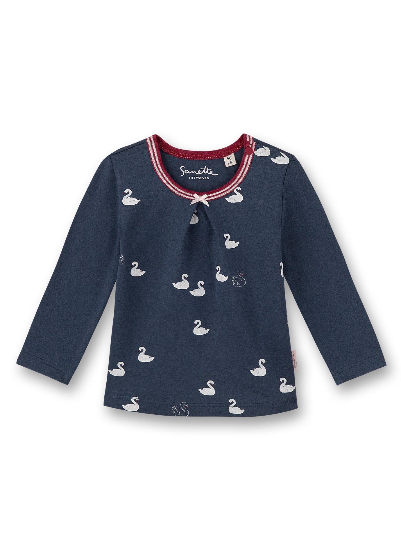 Baby Mädchen-shirt Langarm Schwan Allover Unisex Blau 62 von Sanetta Fiftyseven