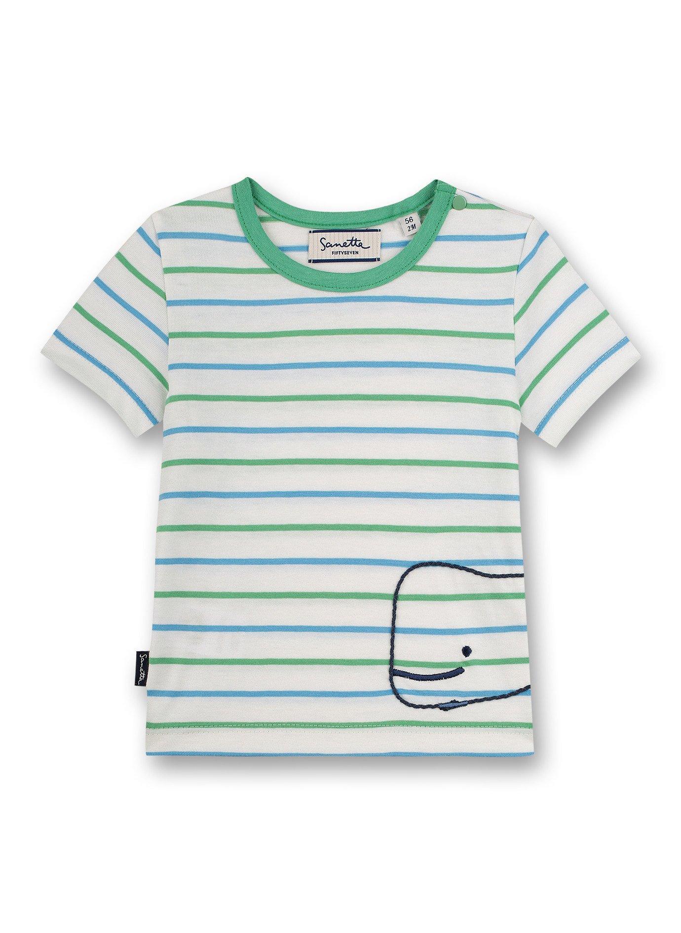 Baby Jungen T-shirt Ringel Little Whale Unisex Grün 62 von Sanetta Fiftyseven