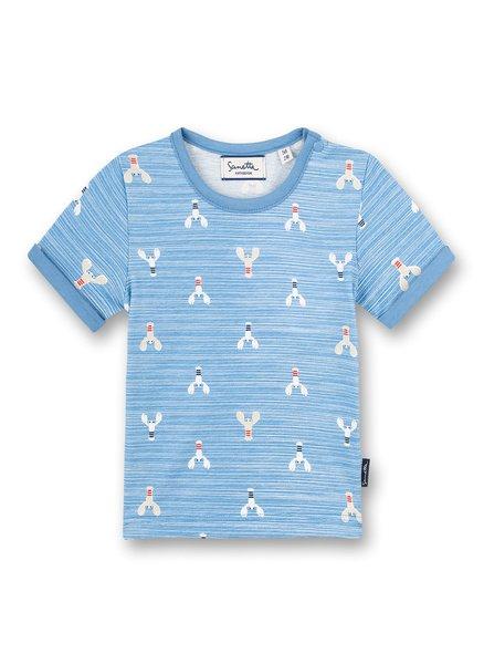 Baby Jungen T-shirt Little Lobster Allover Unisex Blau 68 von Sanetta Fiftyseven