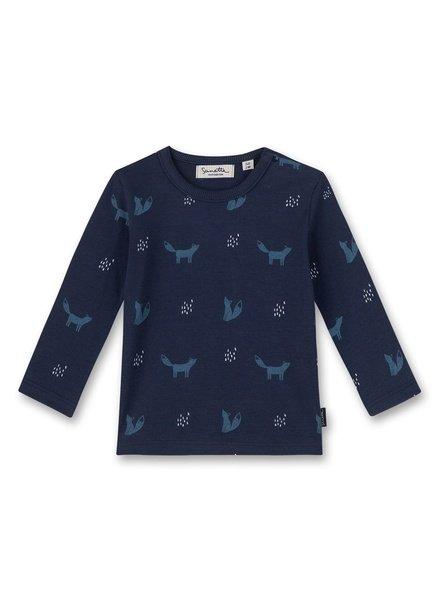 Baby Jungen Shirt Clever Fox Allover Unisex Blau 80 von Sanetta Fiftyseven