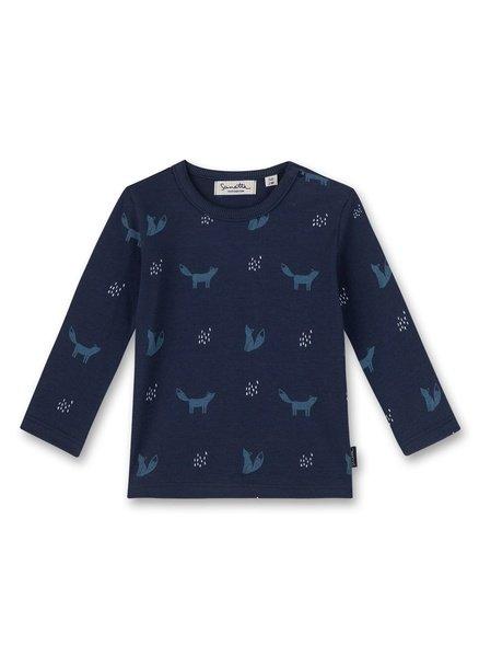 Baby Jungen Shirt Clever Fox Allover Unisex Blau 68 von Sanetta Fiftyseven