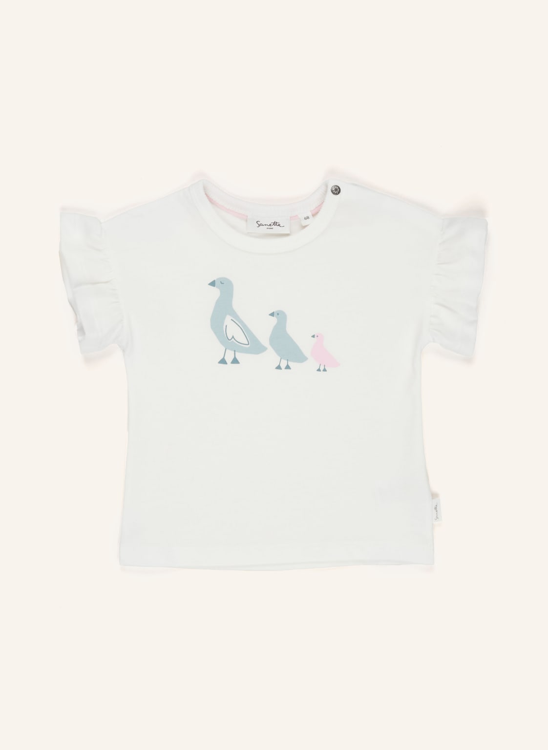 Sanetta Pure T-Shirt Vogel Familie beige von Sanetta PURE