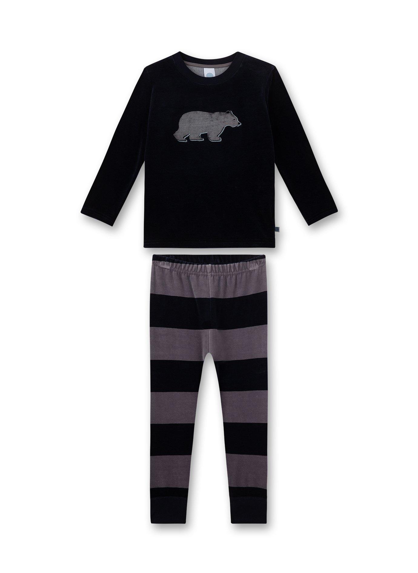 Jungen Schlafanzug Bär Aus Nicki Jungen Schwarz 104 von Sanetta