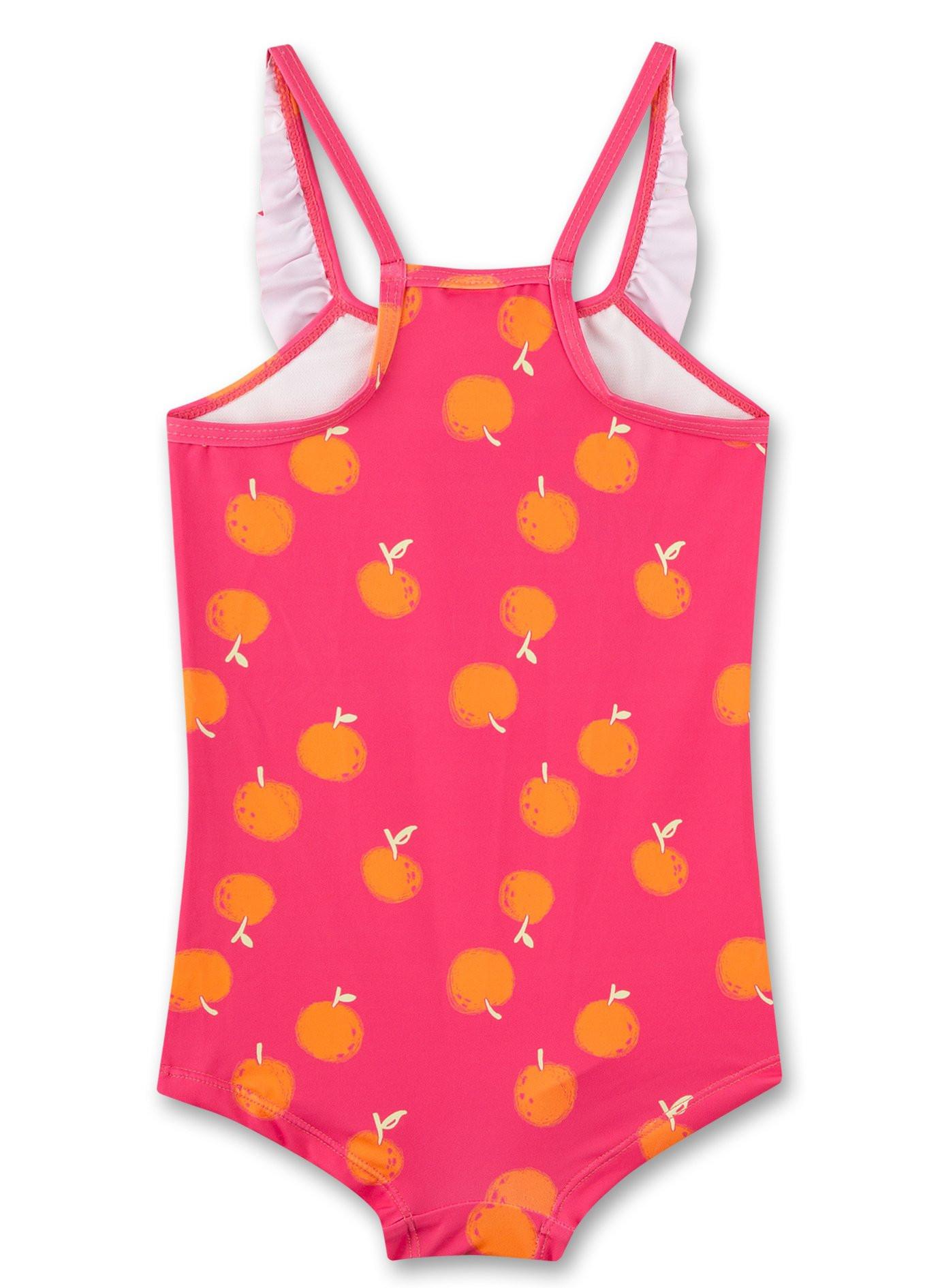 Mädchen Badeanzug Äpfel Unisex Pink 140 von Sanetta