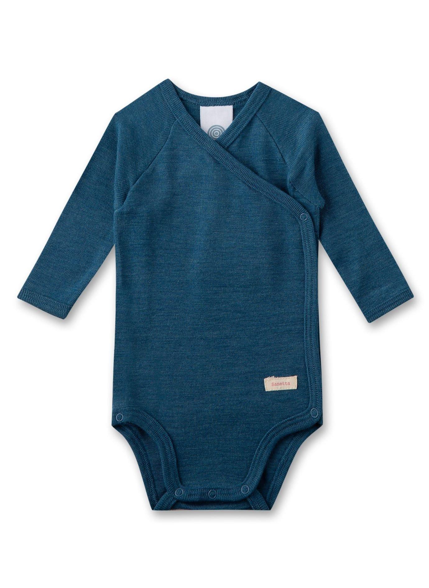 Merino/seide Wickelbody Uni Mädchen Blau 68 von Sanetta